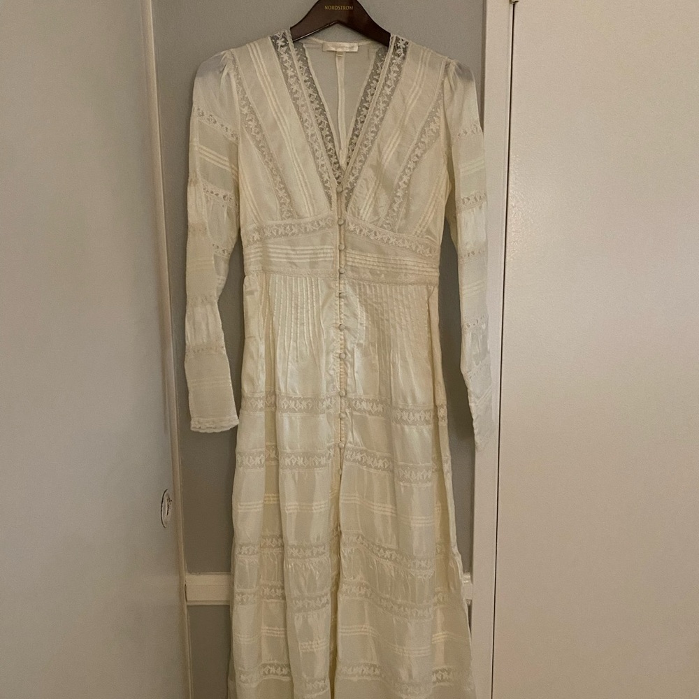 LoveShackFancy Cream Long Sleeve Lace Dress NEVER WORN